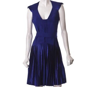 Zac Posen pleated belted silk dress